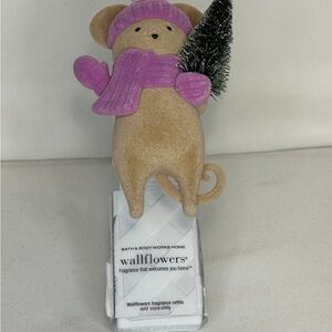 FINAL SALE Cute Tan Mouse with purple scarf and hat wallflower plug